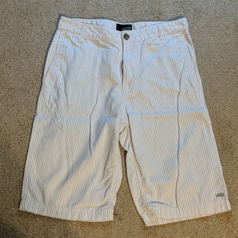 Used Vans shorts white pin stripe